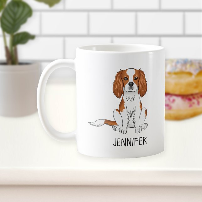 Blenheim Cavalier King Charles Spaniel & Namn Kaffemugg (Skapare uppladdad)