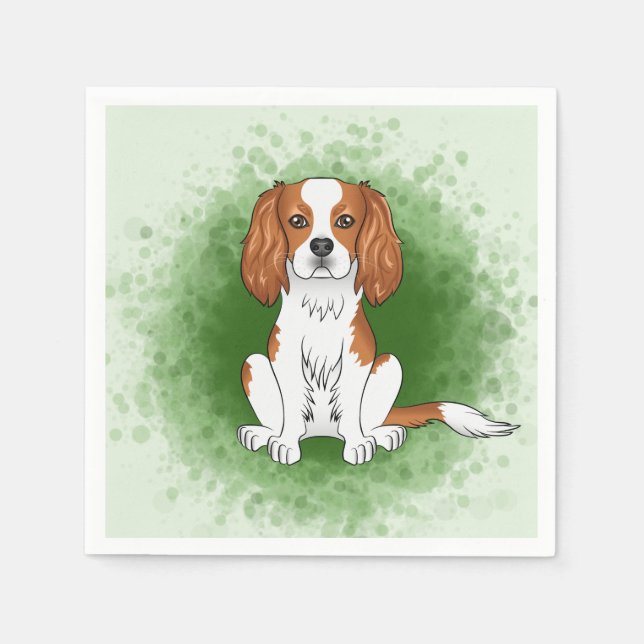 Blenheim Cavalier King Charles Spaniel på grön bak Pappersservett (Framsidan)