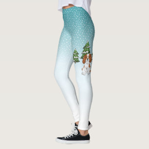 Blenheim Cavalier King Charles Spaniel på vintern Leggings