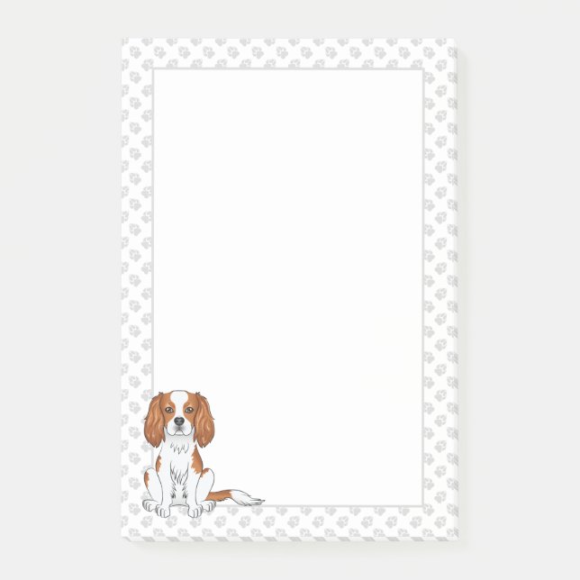 Blenheim Cavalier King Charles Spaniel & Tassar Post-it Block (Framsida)