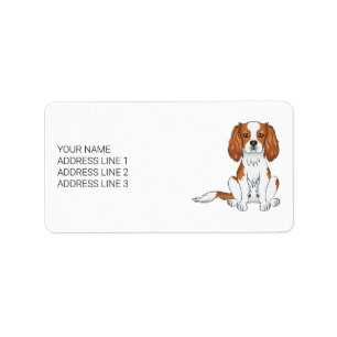 Blenheim Cavalier King Charles Spaniel & Text Adressetikett