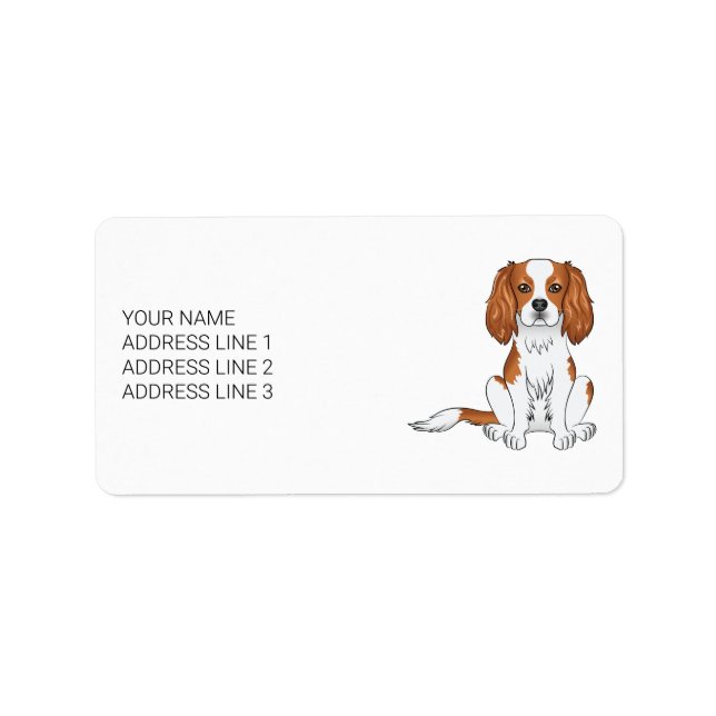 Blenheim Cavalier King Charles Spaniel & Text Adressetikett (Framsidan)