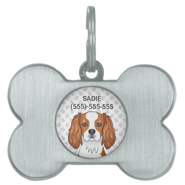 Blenheim Cavalier King Charles Spaniel & Text ID-bricka Husdjur (Framsidan)