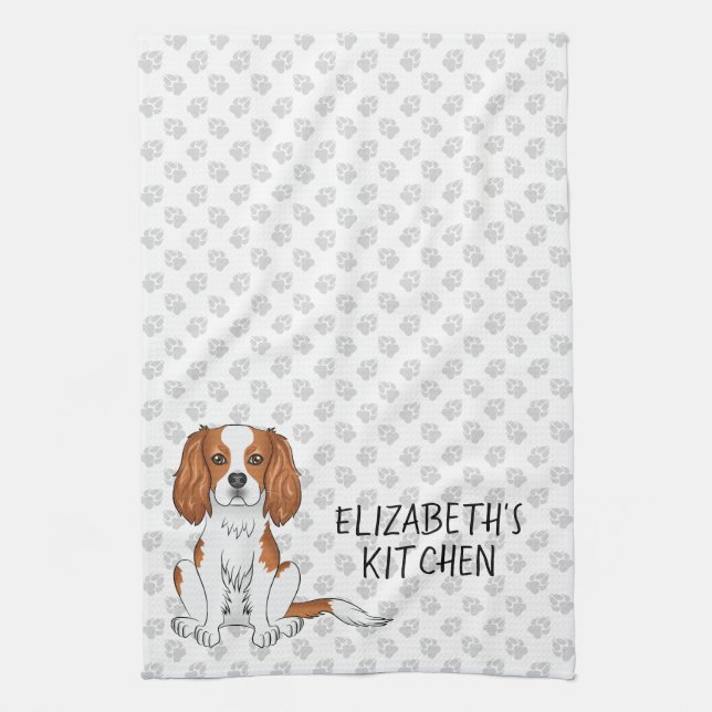 Blenheim Cavalier King Charles Spaniel & Text Kökshandduk (Vertikal)