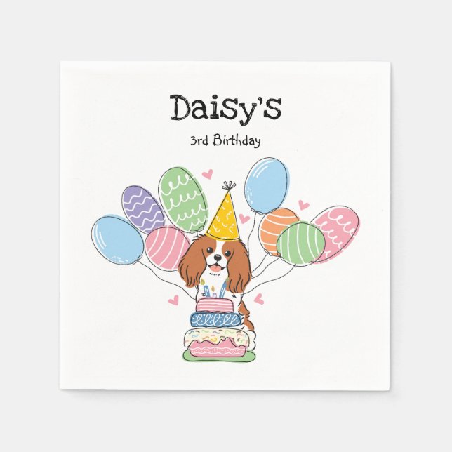 Blenheim Cavalier Kung Charles Spain Birthday Pappersservett (Framsidan)