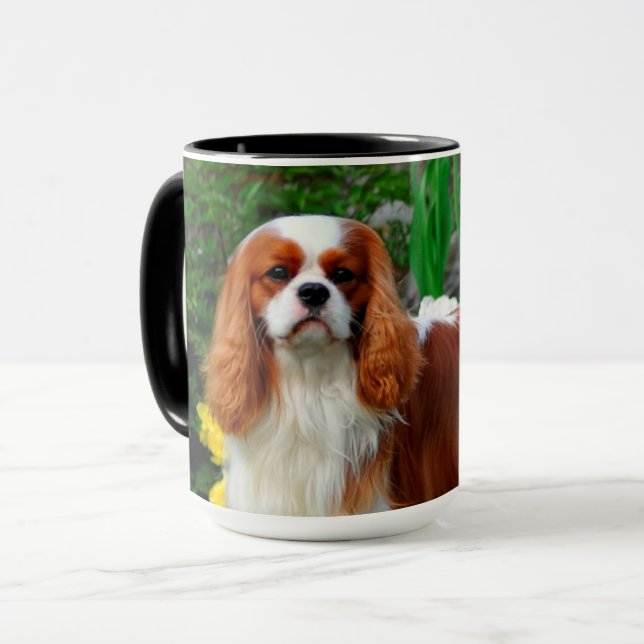 Blenheim Cavalier Kung Charles Spain Puppy Hund Mugg (Framsida vänster)