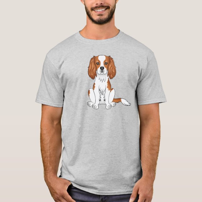 Blenheim Cavalier Kung Charles Spaniel Hund Sitta T Shirt (Framsida)