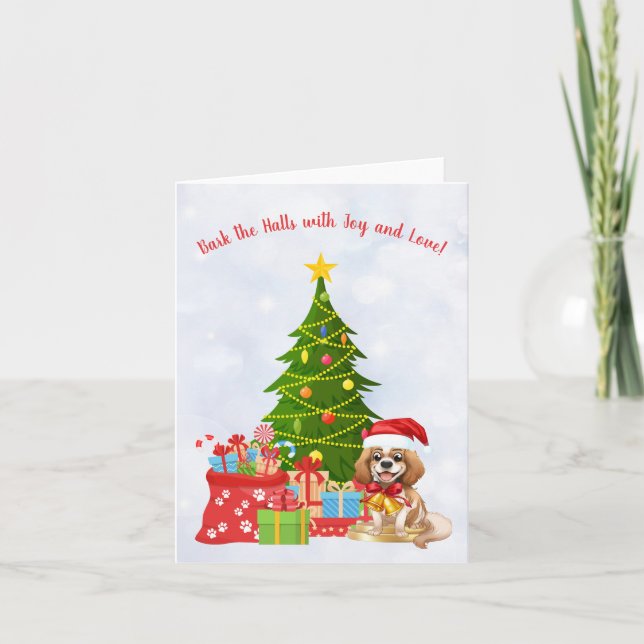 Blenheim Cavalier Kung Charles Spaniels jul Helgkort (Framsida)