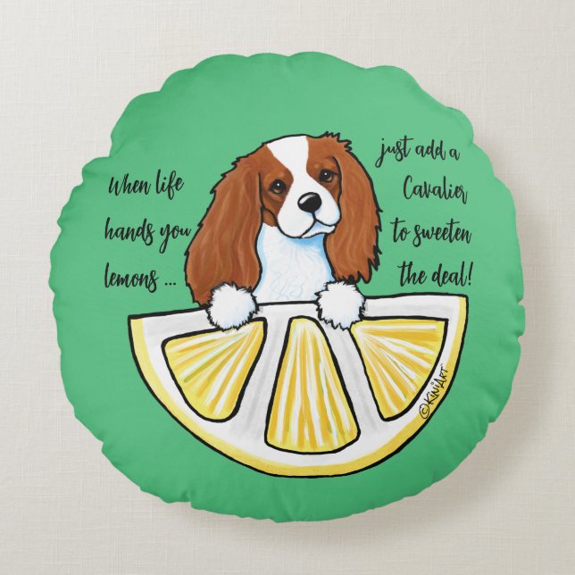 Blenheim Cavalier Life Lemons accent Pillow Rund Kudde (Framsidan)