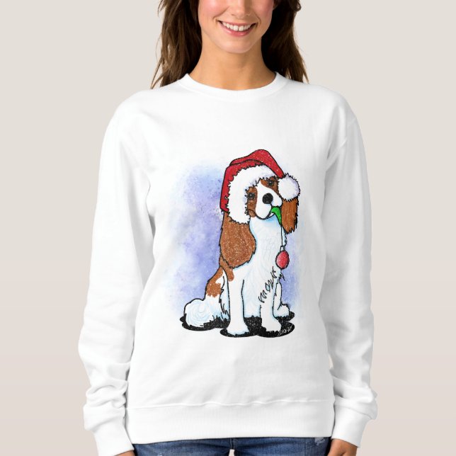 Blenheim Cavalier Spansk jul T Shirt (Framsida)