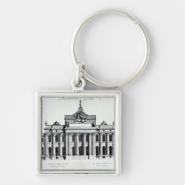Blenheim slott fyrkantig silverfärgad nyckelring (Framsidan)