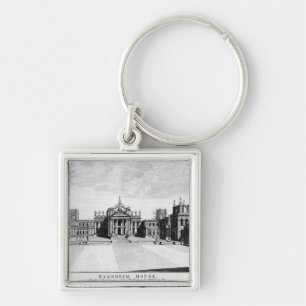 Blenheim slott fyrkantig silverfärgad nyckelring