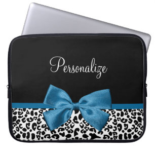 Bleopard Skriv ut Söt Blue Bow från Mönster Laptop Fodral