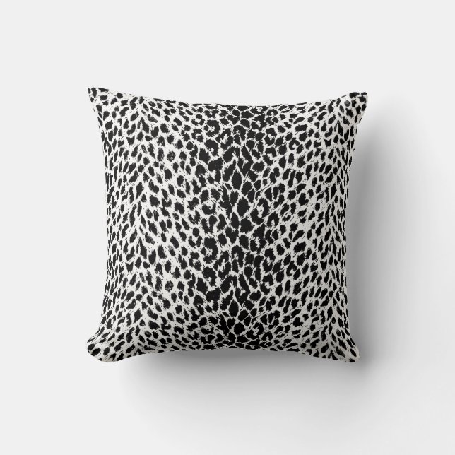 Bleopard Spots Black and White Vild Animal Print Kudde (Framsida)