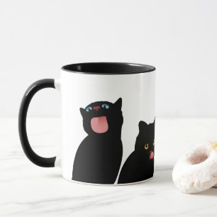 Blep! Svarta katter som slickar Windows Mugg