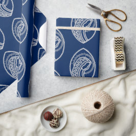 Blerad Jungfru Mary, vit snöre, marinblå Presentpapper