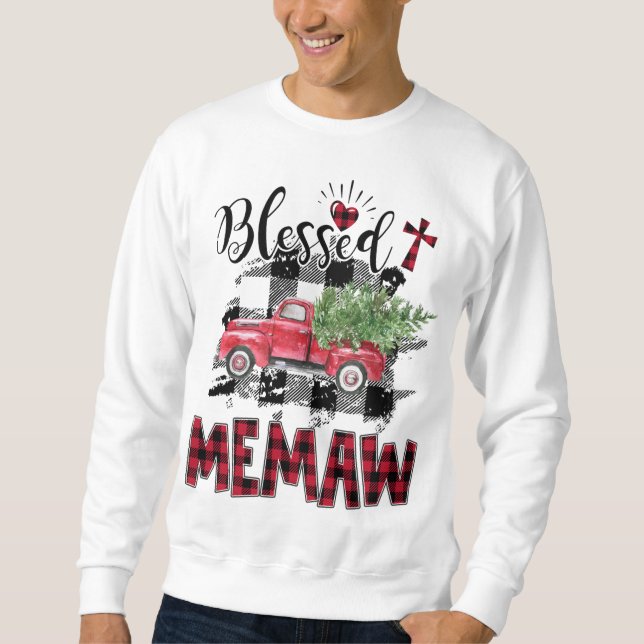Blerad Memaw Red-plaid-jul Lång Ärmad Tröja (Framsida)