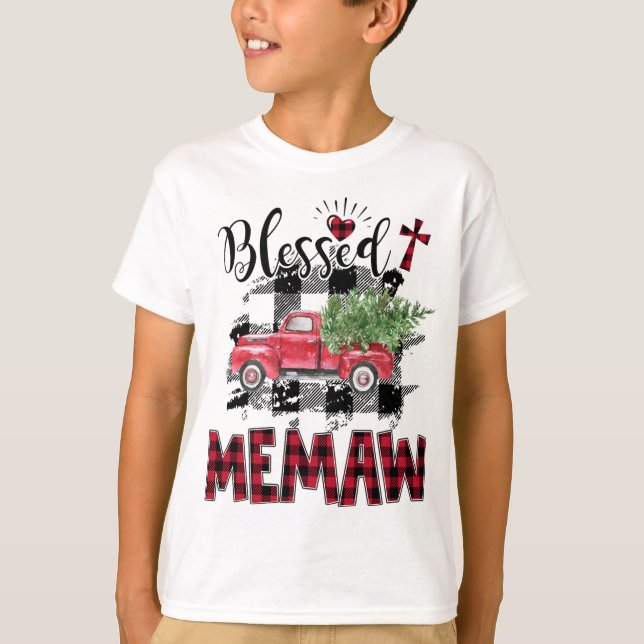 Blerad Memaw Red-plaid-jul T Shirt (Framsida)