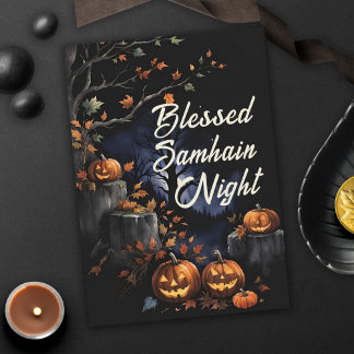 Blerad Samhain Night Höst löv och Pumpkins Kort