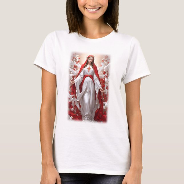 Blerad Virgin Mary Christian Catholik T Shirt (Framsida)