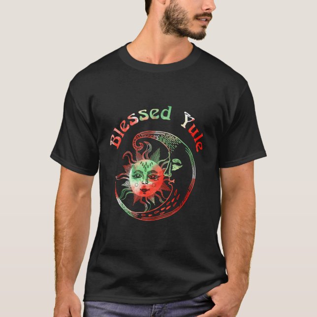 Blerad Yule Tie Dye Måne Sol Winter Solstice Bati T Shirt (Framsida)
