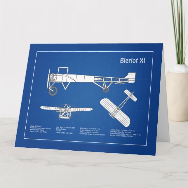 Bleriot XI - Flygplan Bandavtryck Teckning - ABD Tack Kort (Framsida)