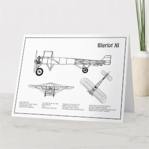 Bleriot XI - Flygplan BD för blåkopia Teckning Tack Kort