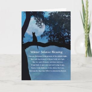 Blesingkort för Winter Solstice Kattunge Helgdag Tack Kort