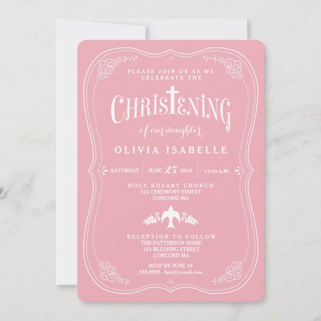 Blesings for Flicka Christening-inbjudan Inbjudningar (Framsida)