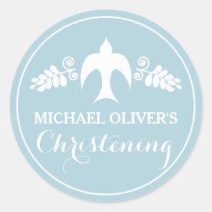 Blesings for Pojke Christening-inbjudan Runt Klistermärke