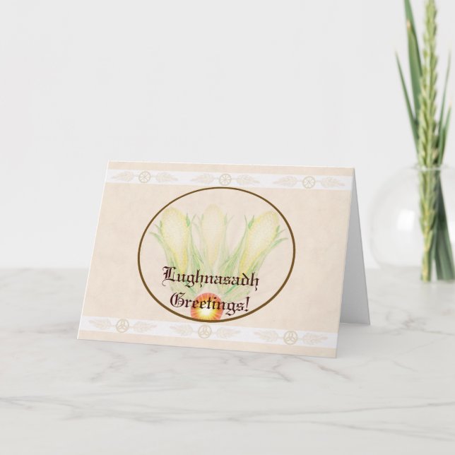 Blesningar i Lughnasadh Pagan Witch Wicca Triquetr Kort (Framsida)