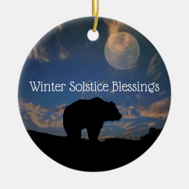 Blesor från björn och Måne Winter Solstice Julgransprydnad Keramik (Framsidan)
