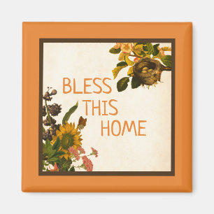BLESS DENNA HEMOrange OCH BREDD Blommigt Hösten Magnet