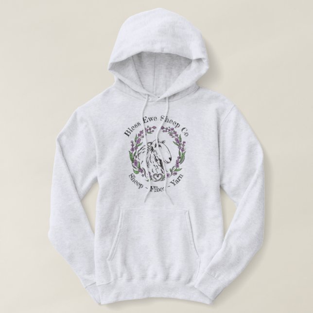 Bless Ewe Sheep Co - Lavender Design Hoodie T Shirt (Design framsida)