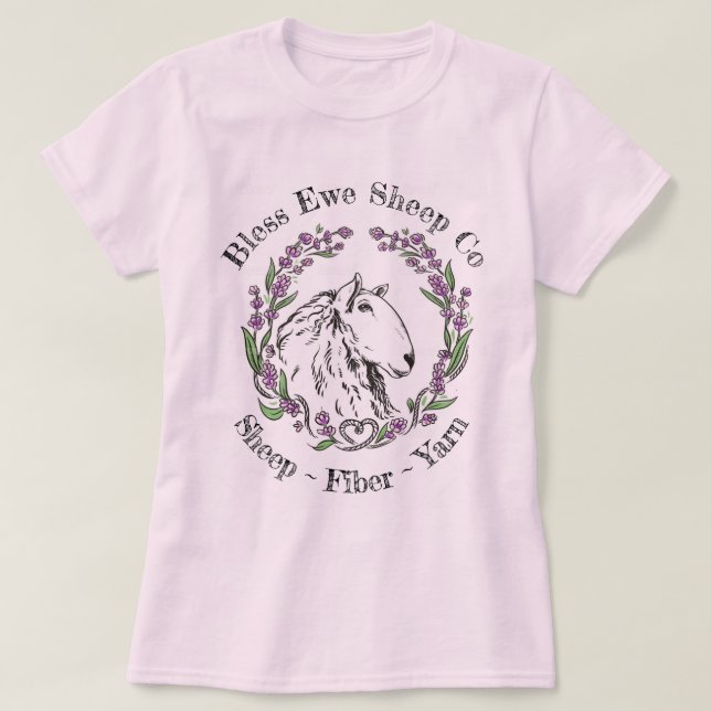 Bless Ewe Sheep Co - Lavender Sheep Logotyp T-Shir T Shirt (Design framsida)