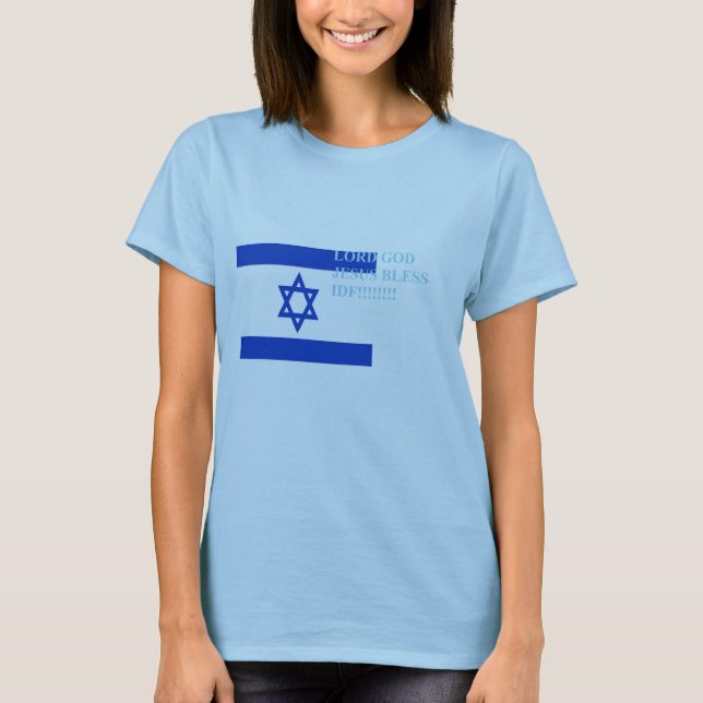 Bless Israel IDF T Shirt (Framsida)