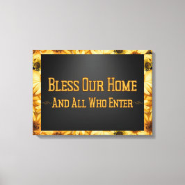 Bless our Home Blommigt Wall Art Canvastryck