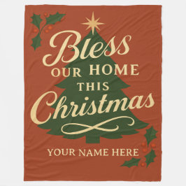 Bless Our Home Christmas Personalized Blanket Fleecefilt