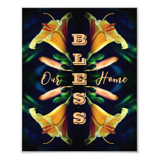 Bless our Home Lily Flower Abstrakt 8x10 Fototryck (Framsidan)