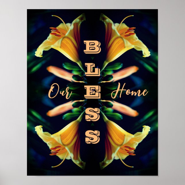 Bless our Home Lily Flower Abstrakt Poster (Framsidan)
