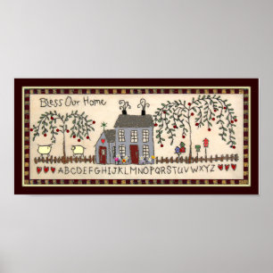 BLESS OUR HOME~Primitiv, Rustit Home Decor Art Poster