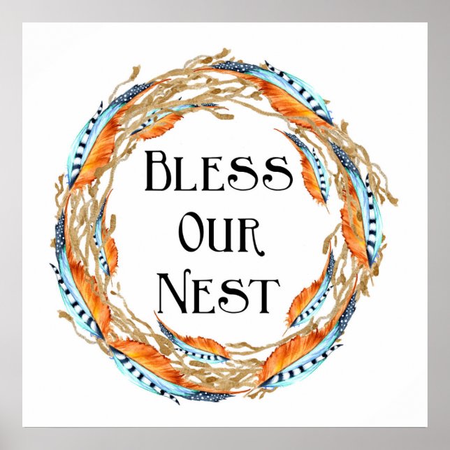 Bless our Nest Boho Feathers Poster (Framsidan)