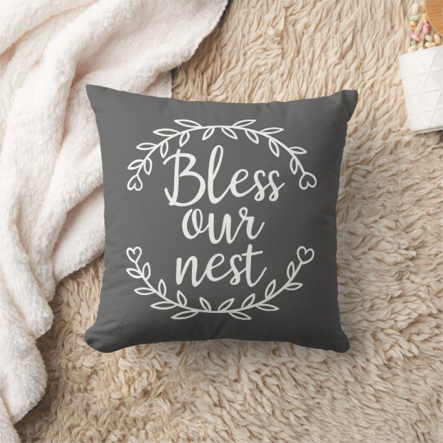 Bless our Nest Farmhouse Grått-accent Kudde (Filt)
