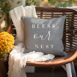 Bless our Nest | Modern lantbrukare i Rustic Grått Kudde
