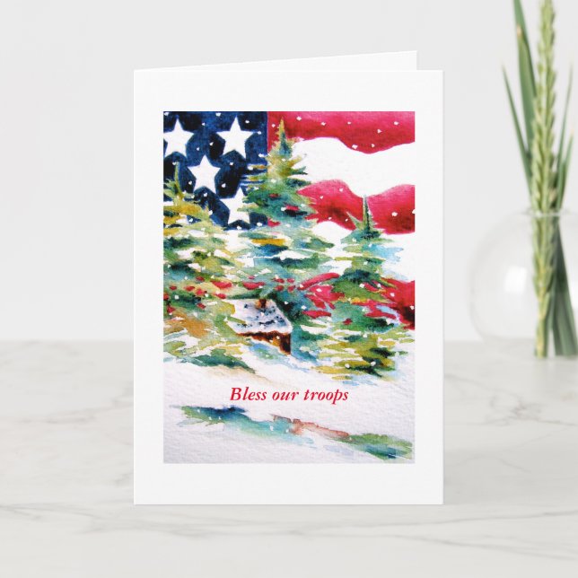 Bless our Troops Patriotic Card Helgkort (Framsida)