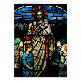Bless the Children Stached Glass Card Hälsningskort