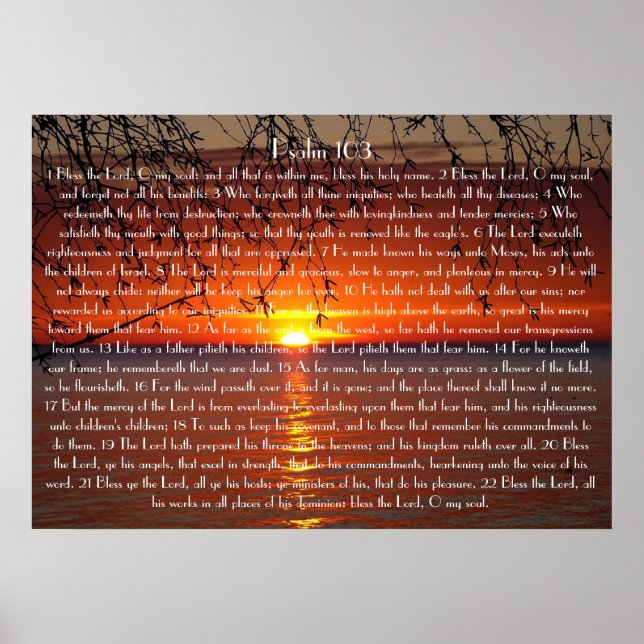 Bless the Lord bible verse Psalm 103 Poster (Framsidan)