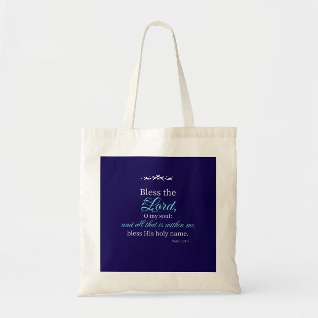 Bless The Lord Christian Tote Bag Tygkasse (Framsidan)