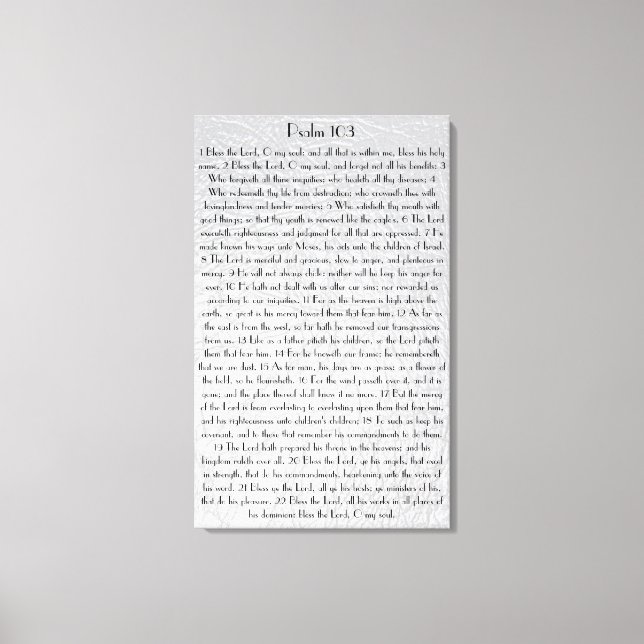Bless the Lord O my medes bible VERS 103 Canvastryck (Framsida)