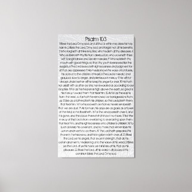Bless the Lord O my medes bible VERS 103 Canvastryck (Framsida)